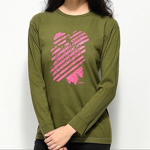 NWT Obey defiant Rose Long Sleeve Top Tee Shirt Small